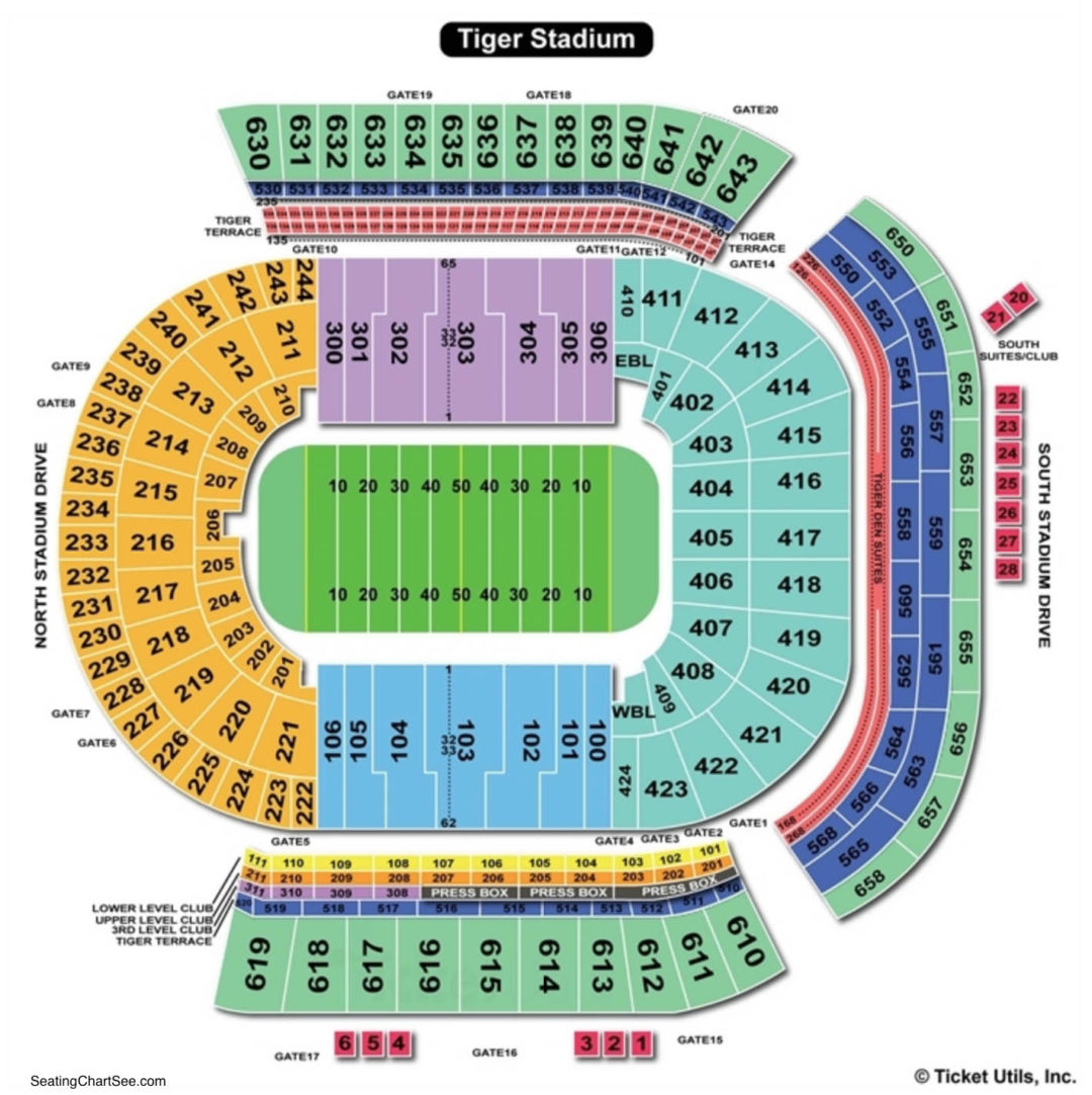 Seating Chart Tiger Stadium Baton